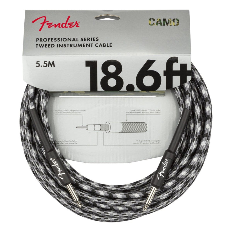 Fender Professional Series Instrument Cable Straight/Straight 18.6' Winter Camo