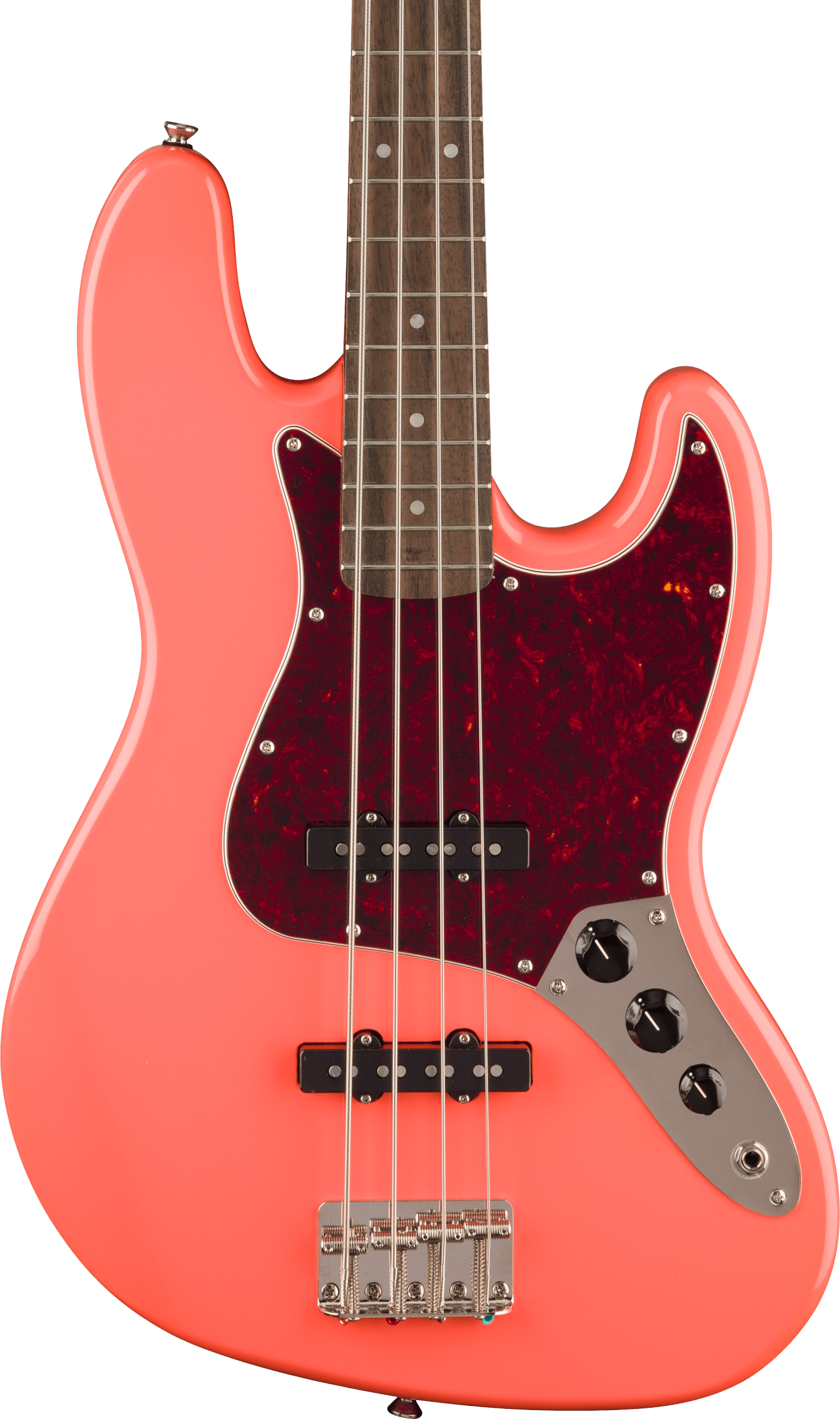 Squier Classic Vibe '60s Jazz Bass; Laurel Fingerboard, Tortoishell Pickguard, Tahitian Coral