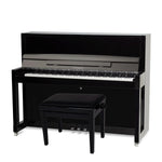Feurich 115 Premiere Upright Piano; Polished Black Chrome Fittings