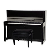 Feurich 115 Premiere Upright Piano; Polished Black Chrome Fittings