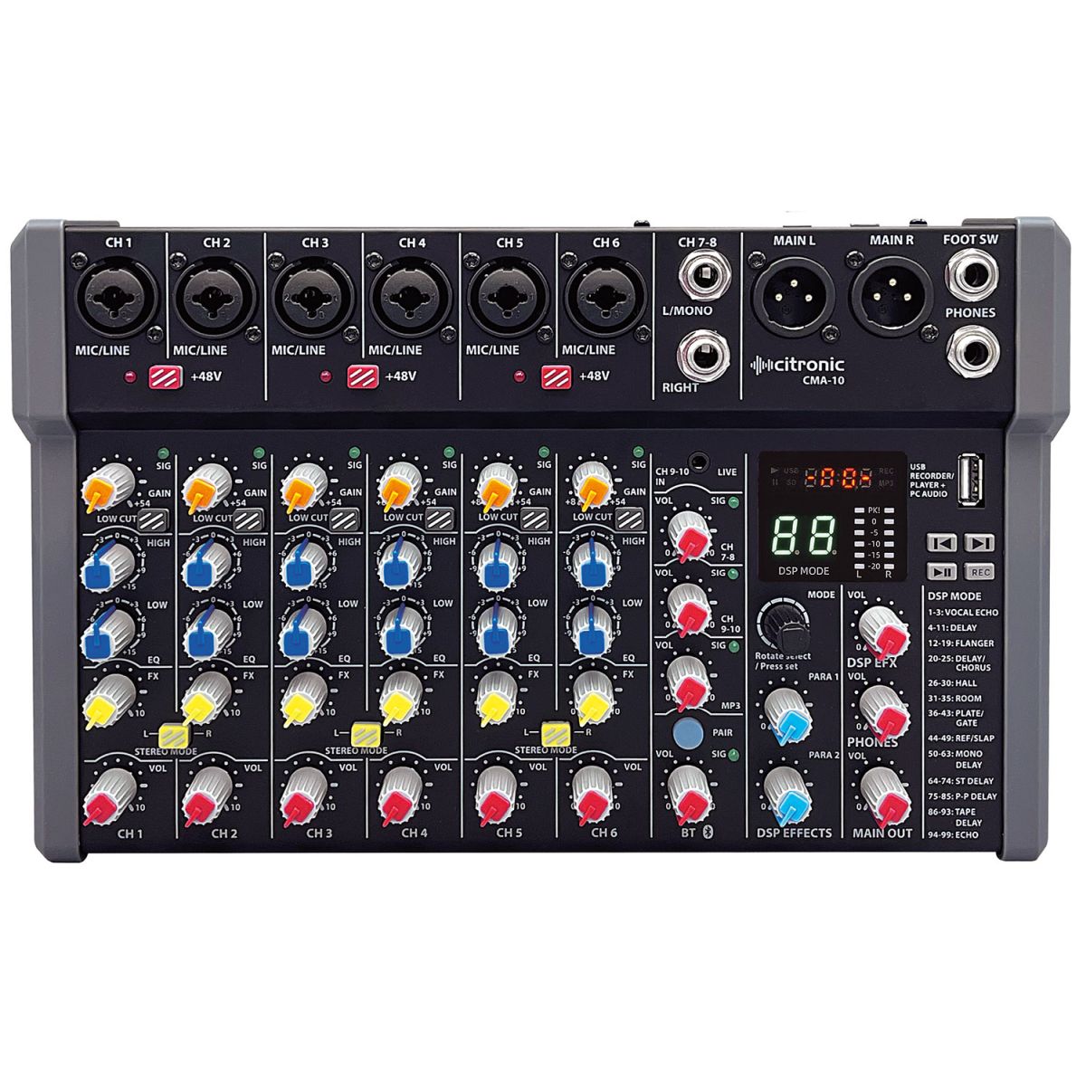 Citronic CMA6 6 Channel Compact Mixer with FX and Bluetooth
