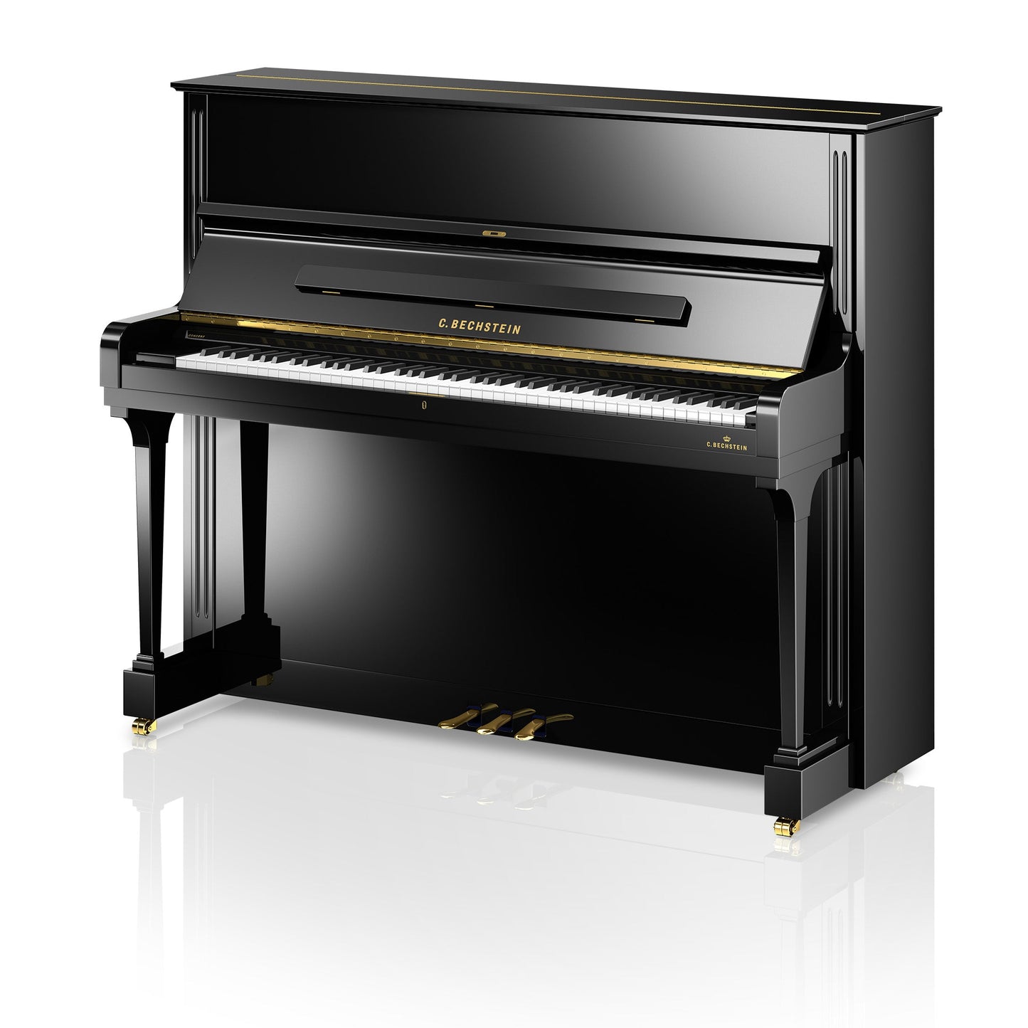 C. Bechstein Concert C6 Upright Piano in Polished Ebony with Vario Duet Silent System