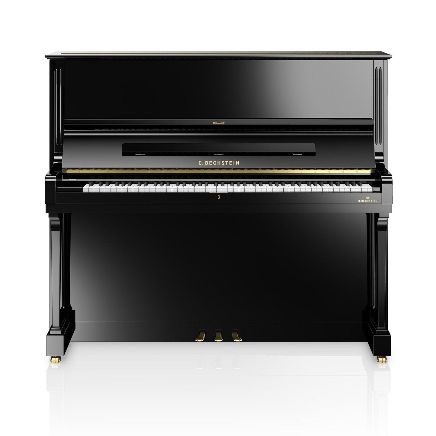 C. Bechstein Concert C8 Upright Piano in Polished Ebony with Vario Duet Silent System