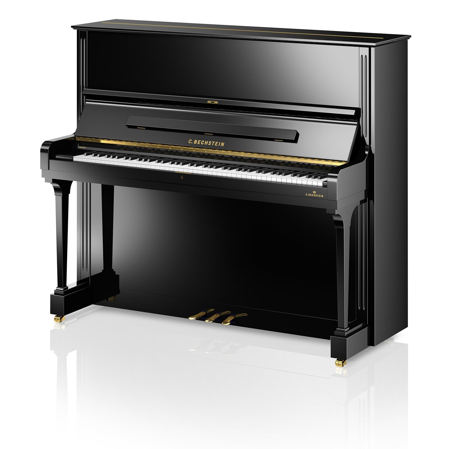 C. Bechstein Concert C8 Upright Piano in Polished Ebony with Vario Duet Silent System