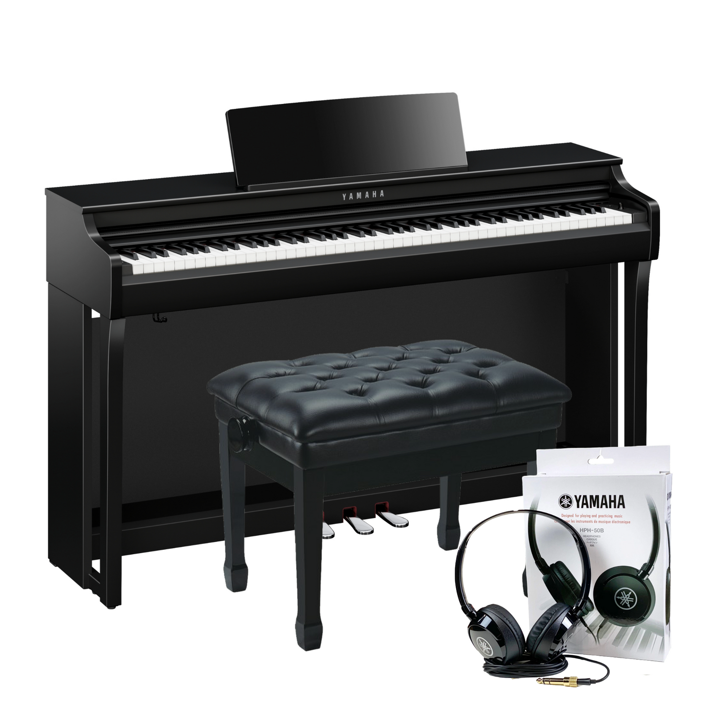 Yamaha CLP825PE Polished Ebony Concert Package