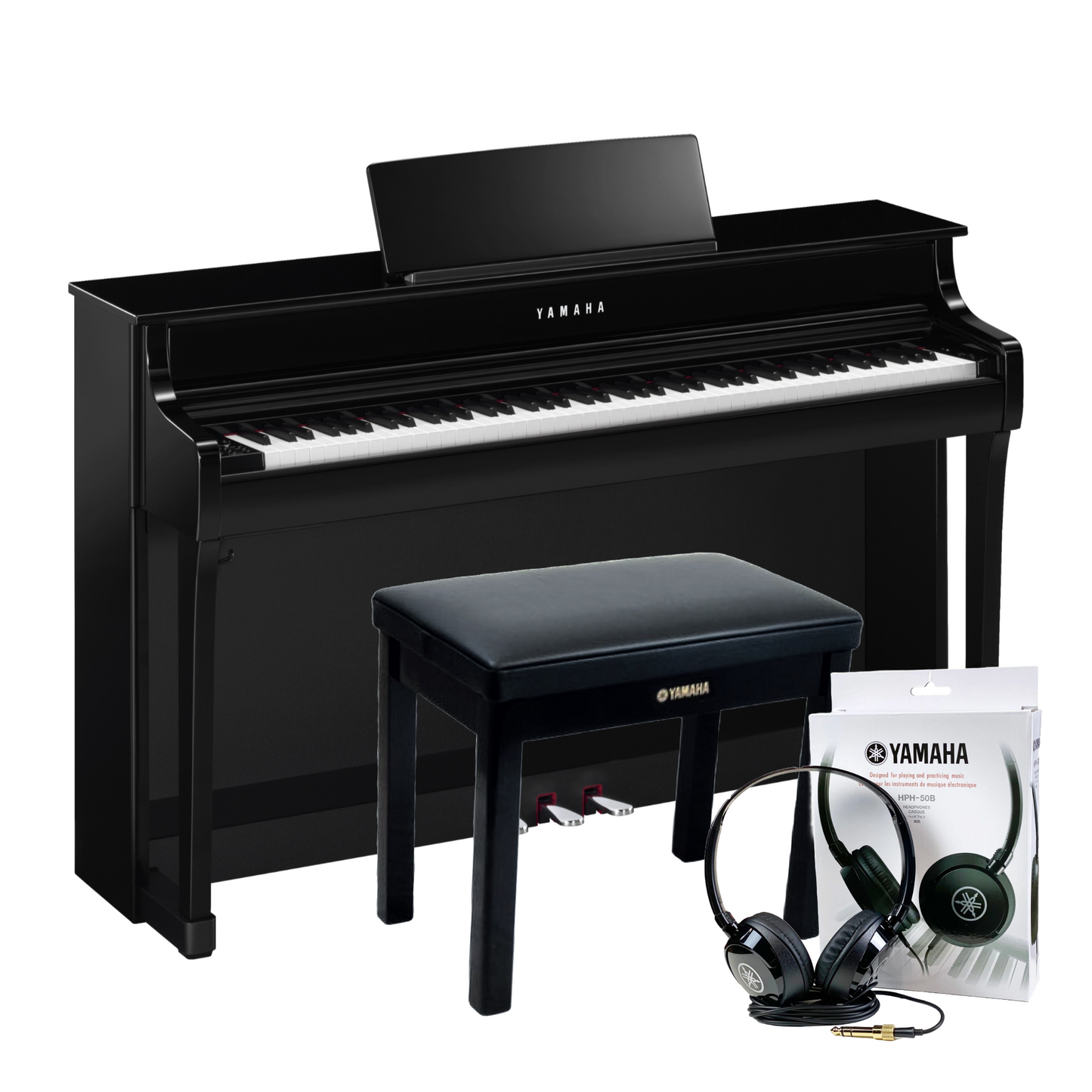 Yamaha CLP835PE Polished Ebony Branded Accessories Package