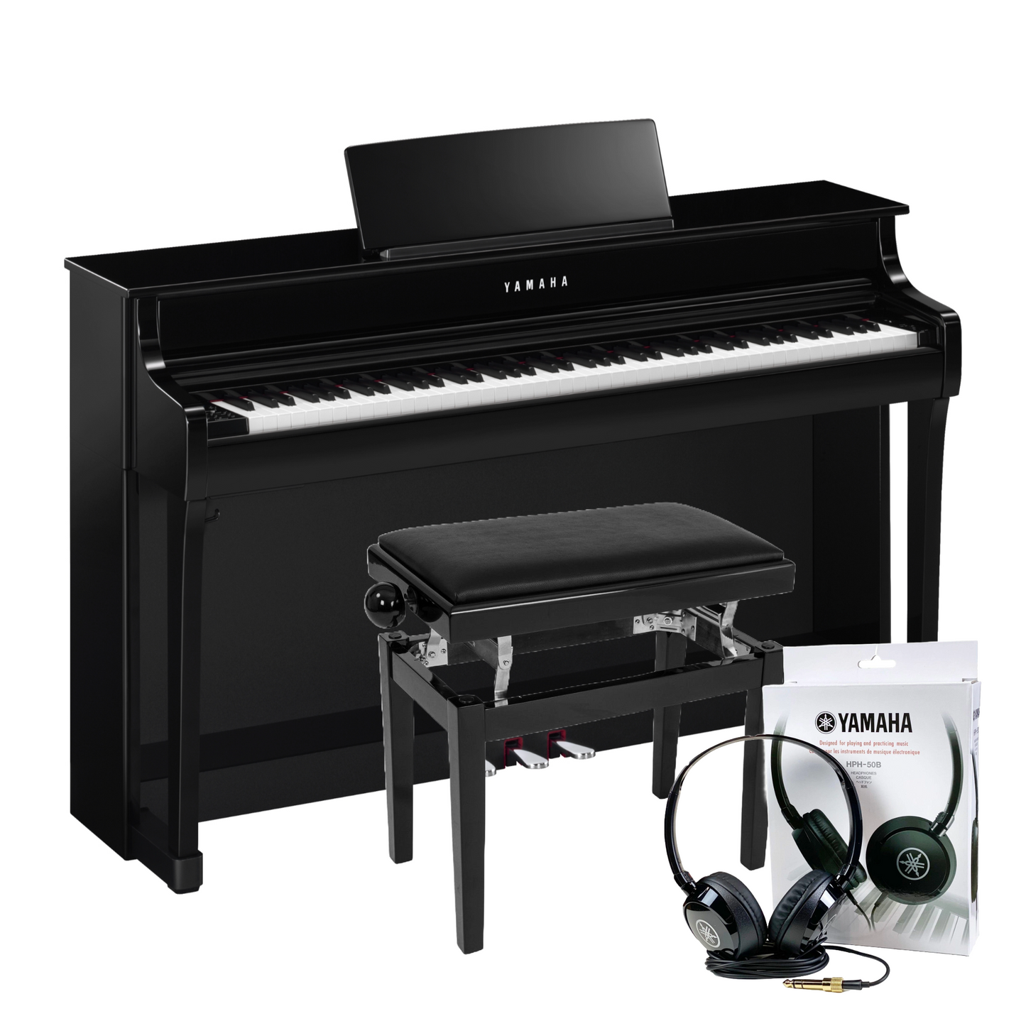 Yamaha CLP835PE Polished Ebony Digital Piano Value Package