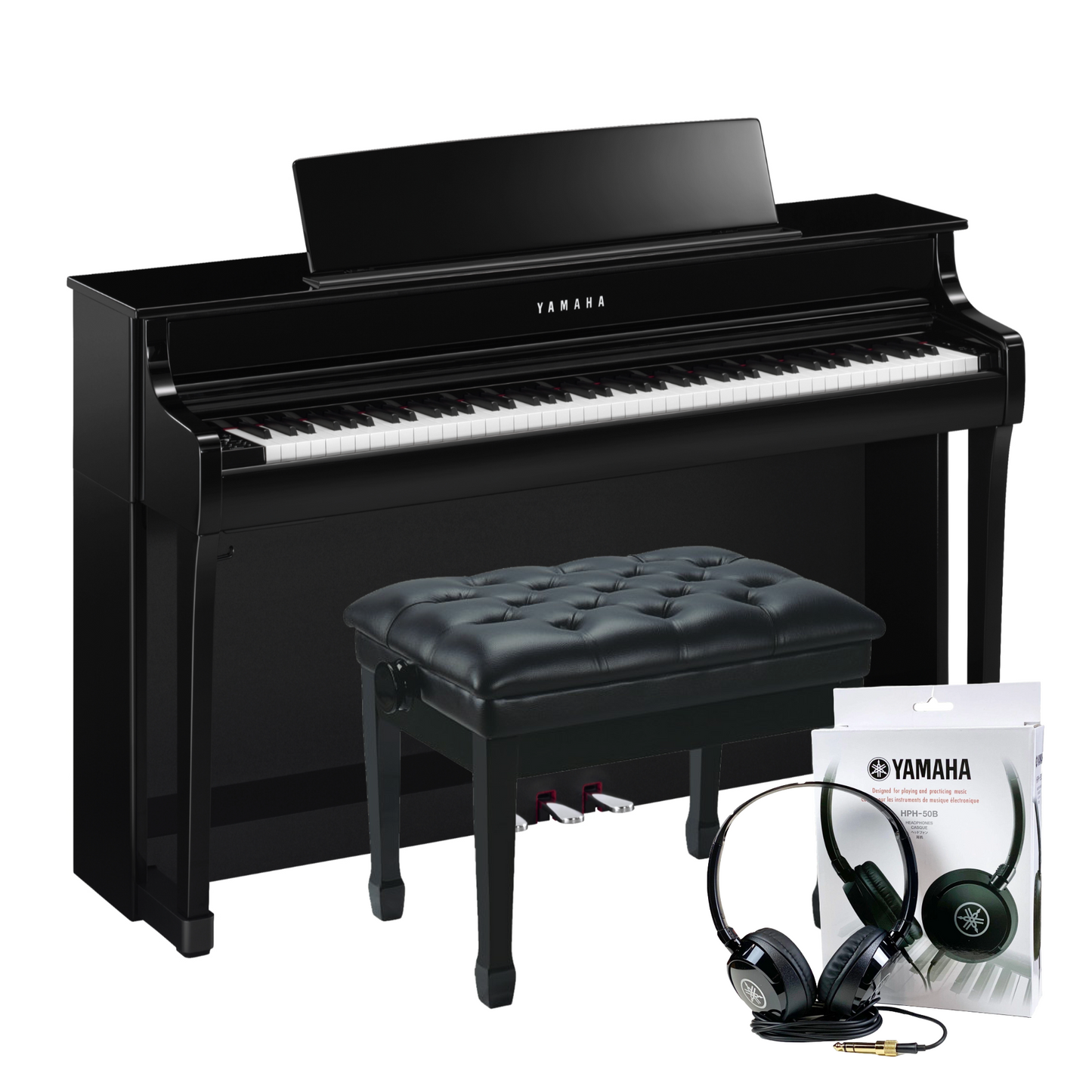 Yamaha CLP845PE Polished Ebony Concert Package