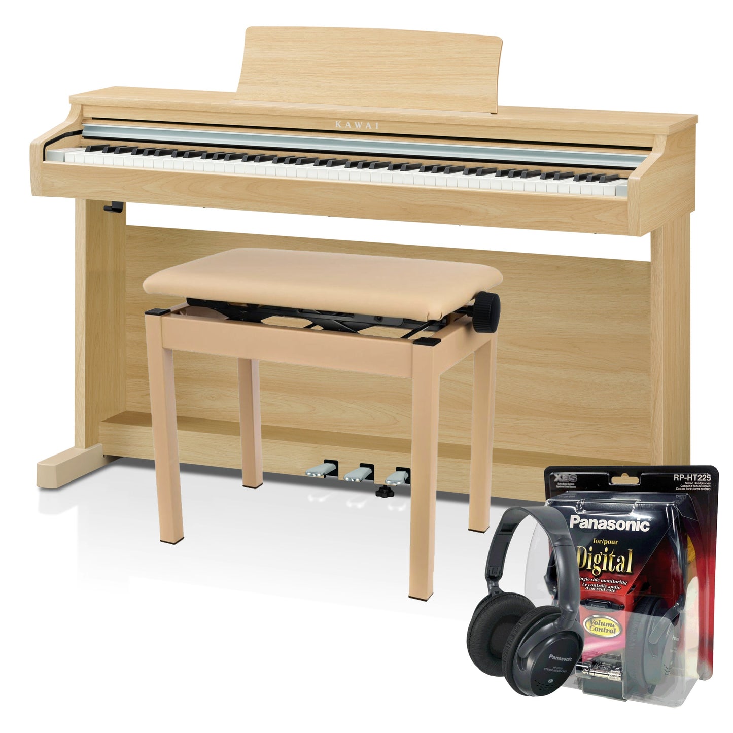 Kawai CX202 Light Oak Digital Piano Bundle With Stool & Headphones