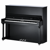 W. Hoffmann Tradition T128 Upright Piano in Polished Black with Chrome Fittings