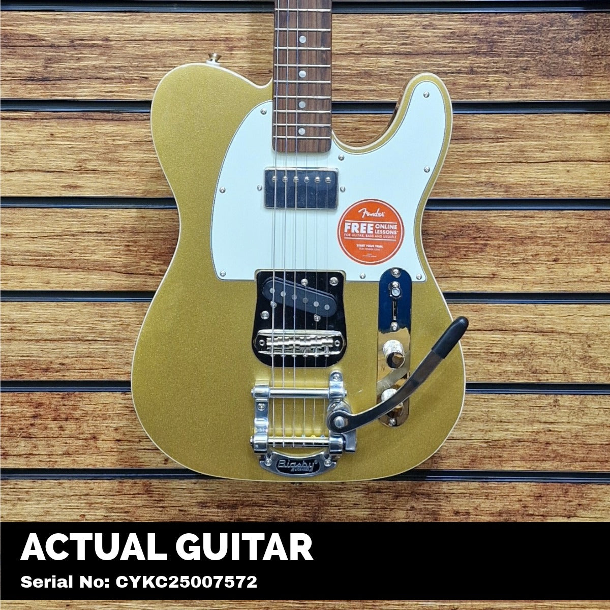 Squier Classic Vibe Custom Telecaster SH with Bigsby, Parchment Pickguard, Aztec Gold