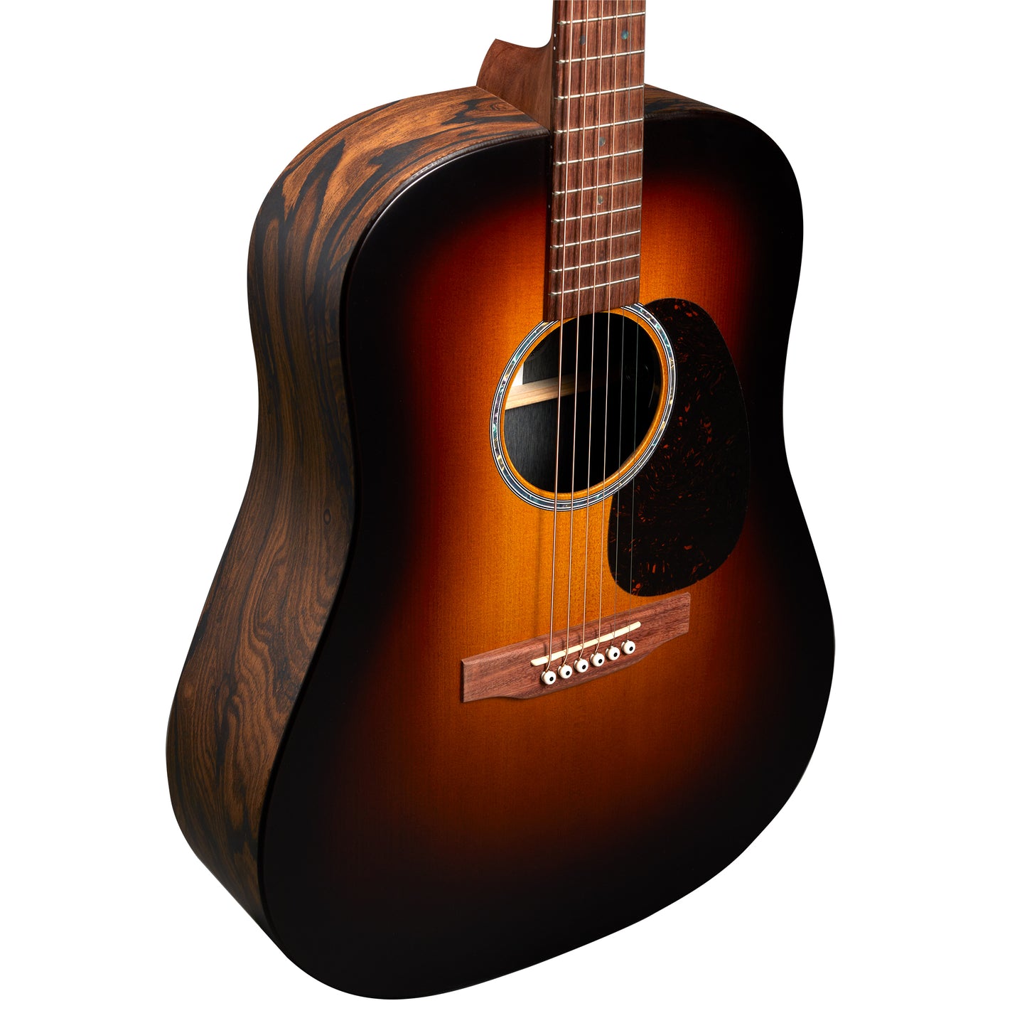 Martin D-X2E Electro Acoustic Guitar; Solid Spruce Sunburst / Ziricote | Incl Softshell Case
