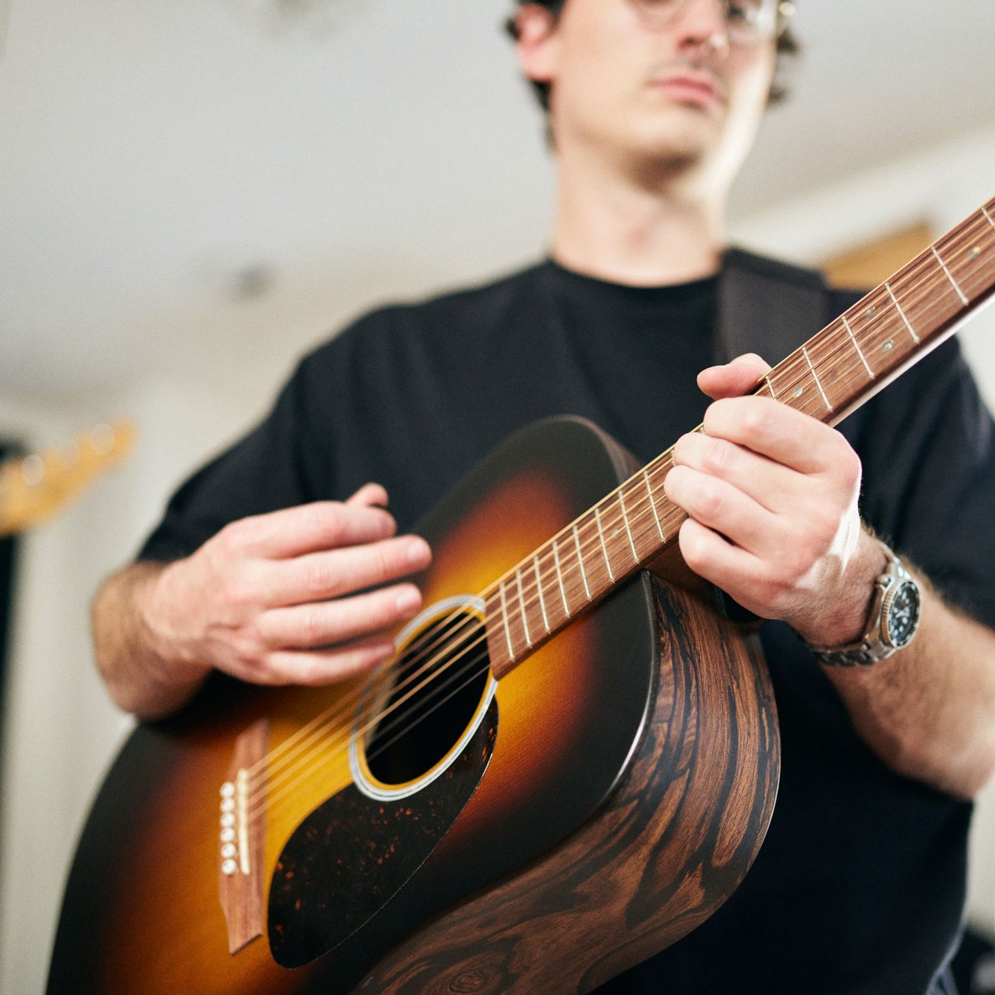 Martin D-X2E Electro Acoustic Guitar; Solid Spruce Sunburst / Ziricote | Incl Softshell Case