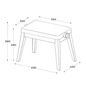 HIDRAU Premium Rise & Fall Piano Stool; White Vinyl And Matching Wood Veneer Legs