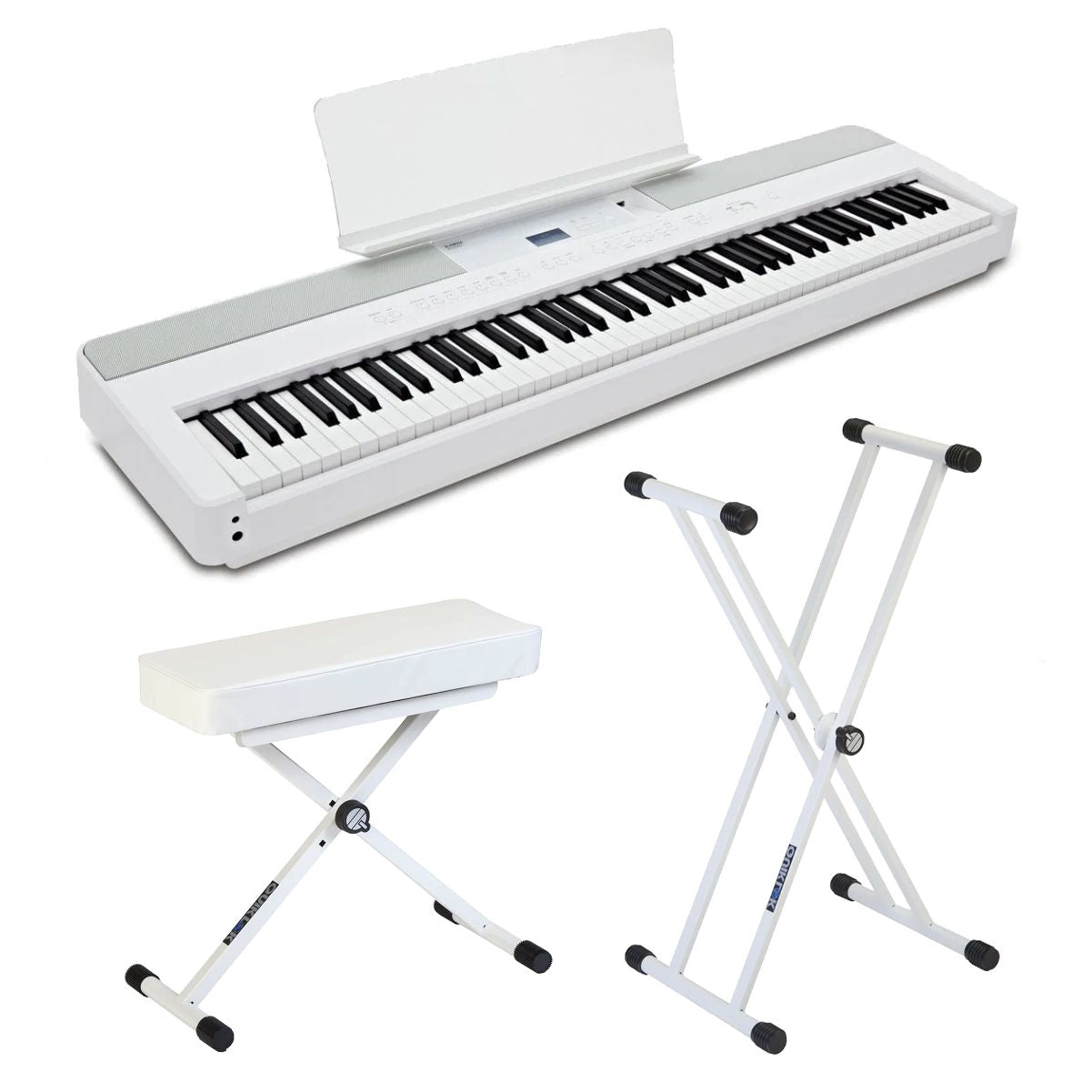 Kawai ES520 Portable Digital Piano; White Stand & Bench Bundle