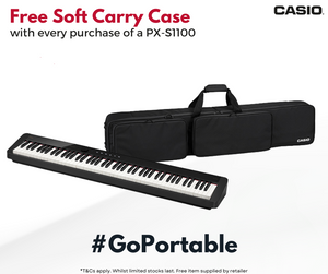 Casio PX-S1100 Digital Piano bundle with SP34 Triple Pedal; Black | Incl Free SC800P Case