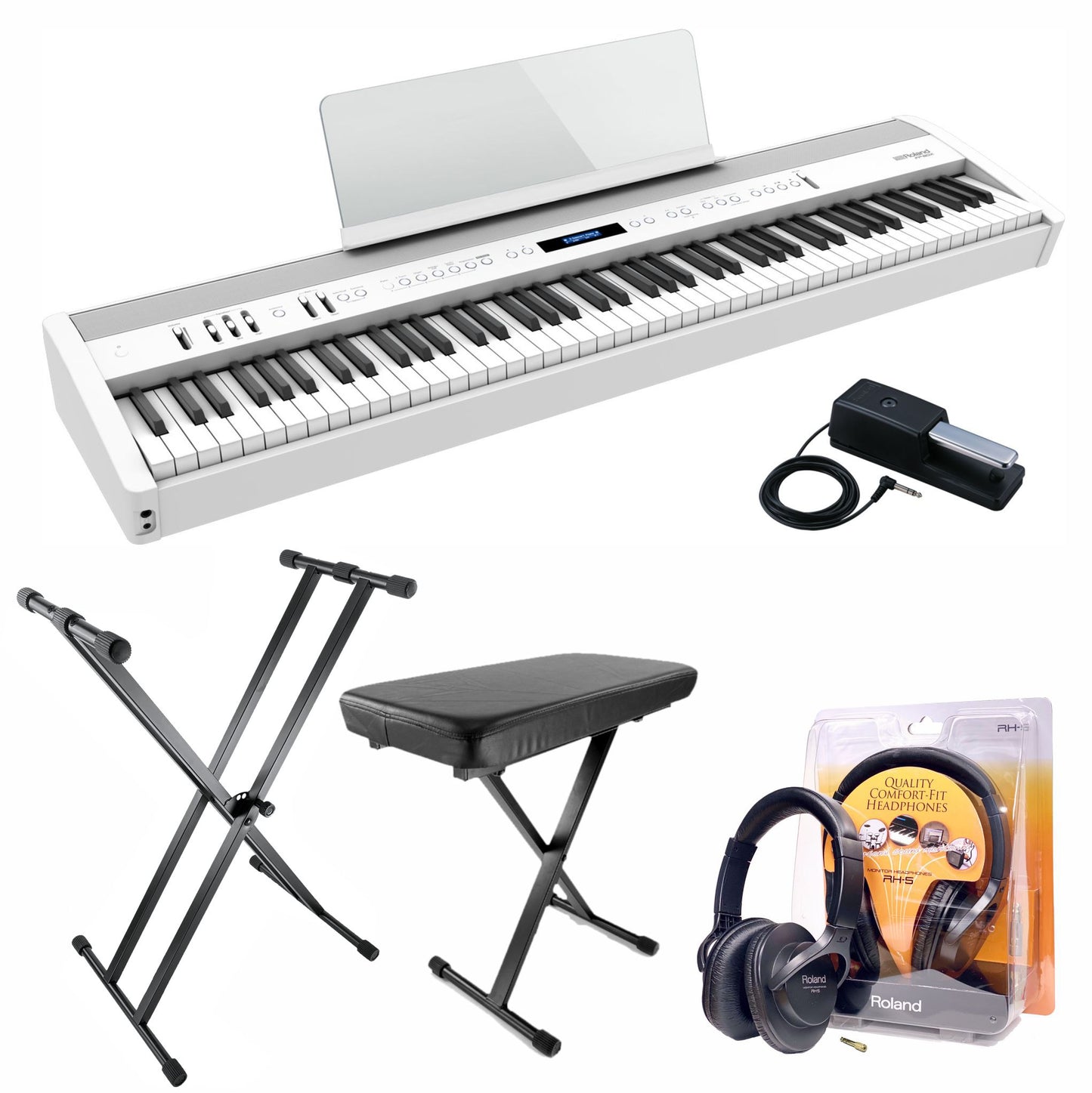 Roland FP60X Digital Piano; White Upgraded Package