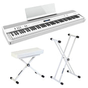 Roland FP90X Portable Digital Piano; White Stand & Bench Bundle
