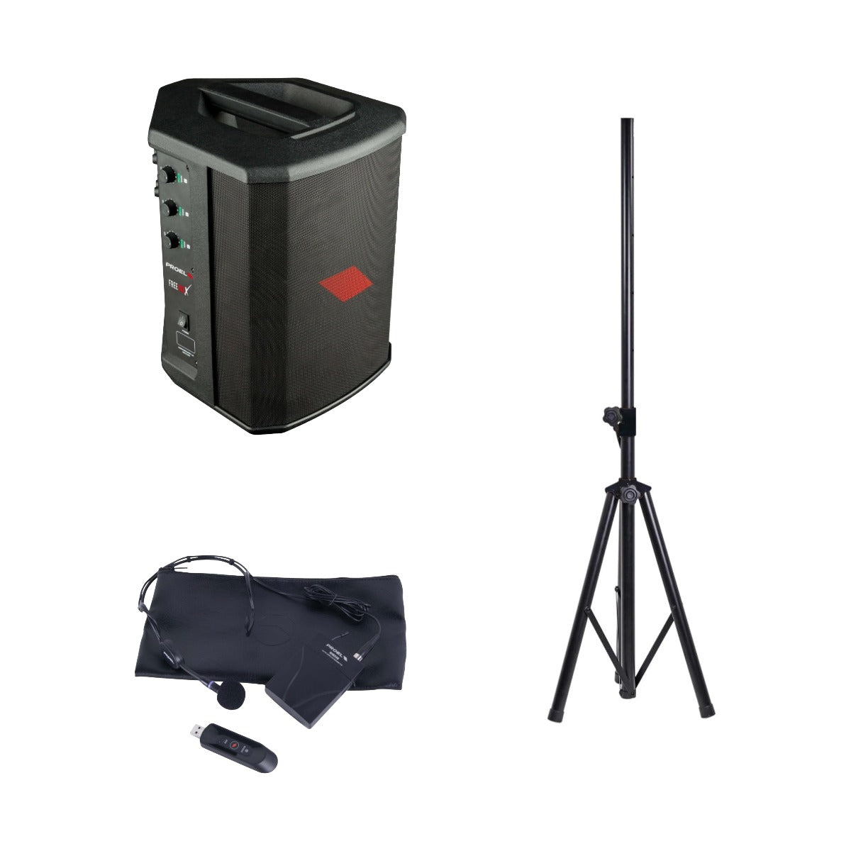 Proel FreeOneX Portable Battery PA System with Wireless Headset Microphone - Ideal for Presenters & Fitness
