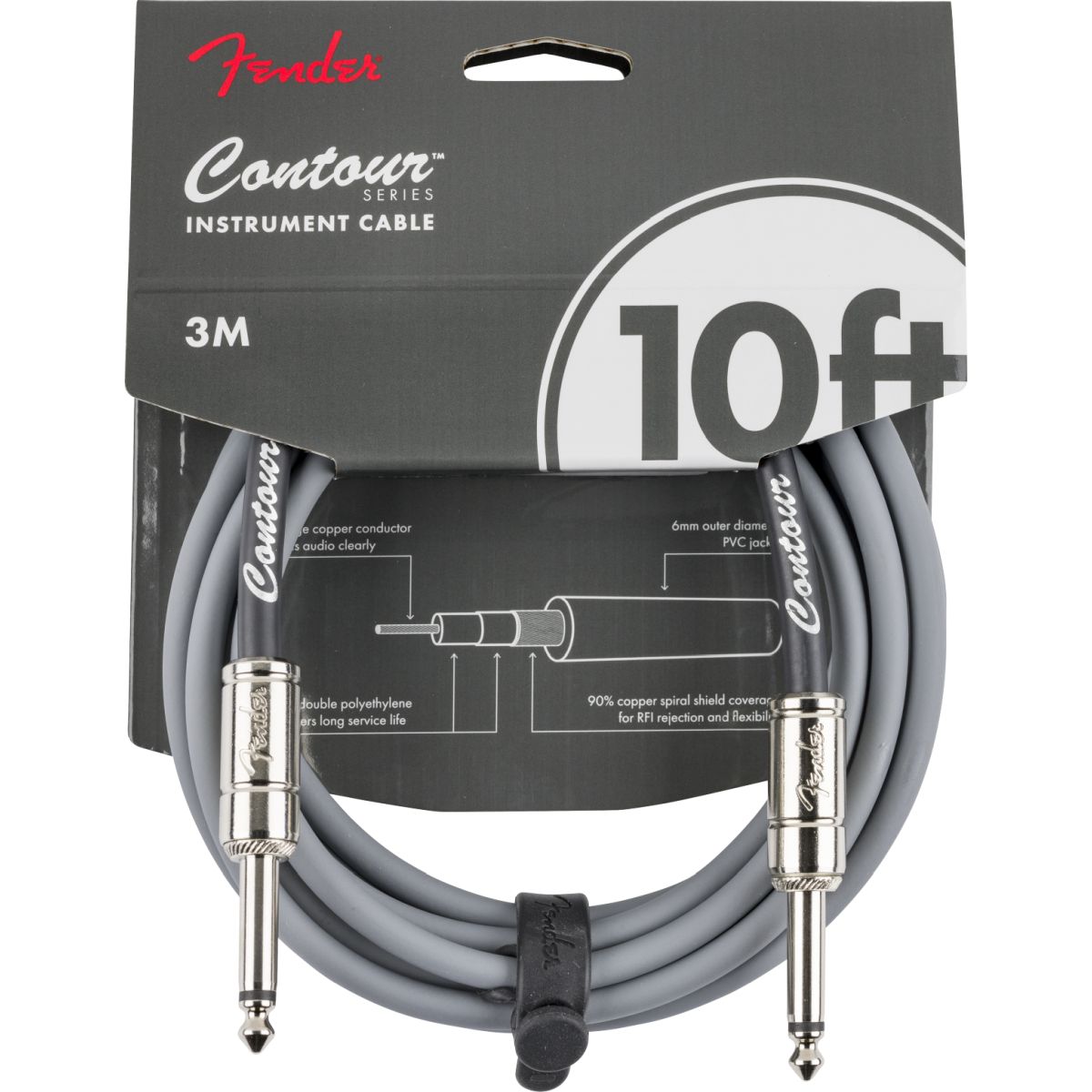 Fender Contour Instrument Cable, Inca Silver, 10'