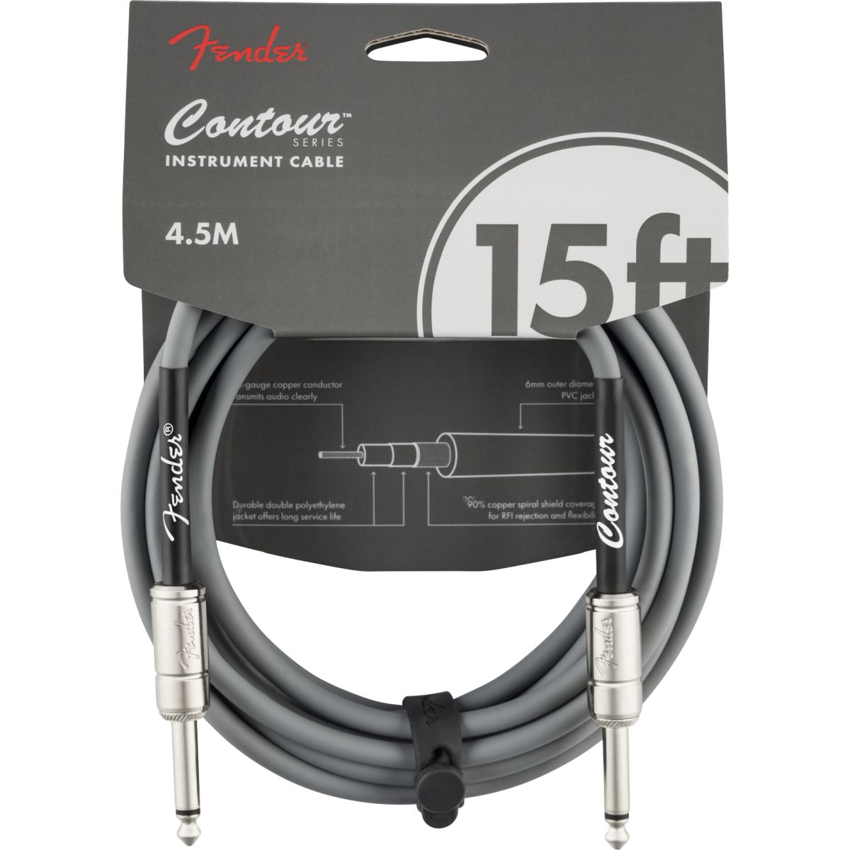 Fender Contour Instrument Cable, Inca Silver, 15'