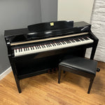 Second Hand Yamaha CLP370 Digital Piano; Polished Ebony with Matching Piano Stool: Serial No: BCQZ01037