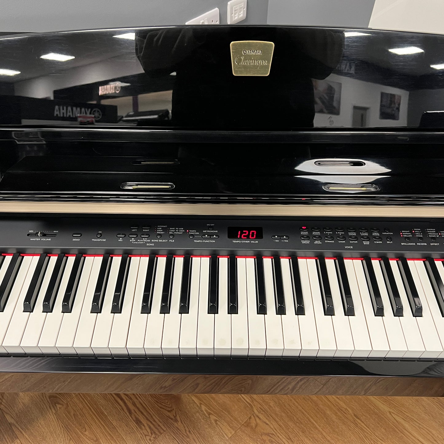 Second Hand Yamaha CLP370 Digital Piano; Polished Ebony with Matching Piano Stool: Serial No: BCQZ01037
