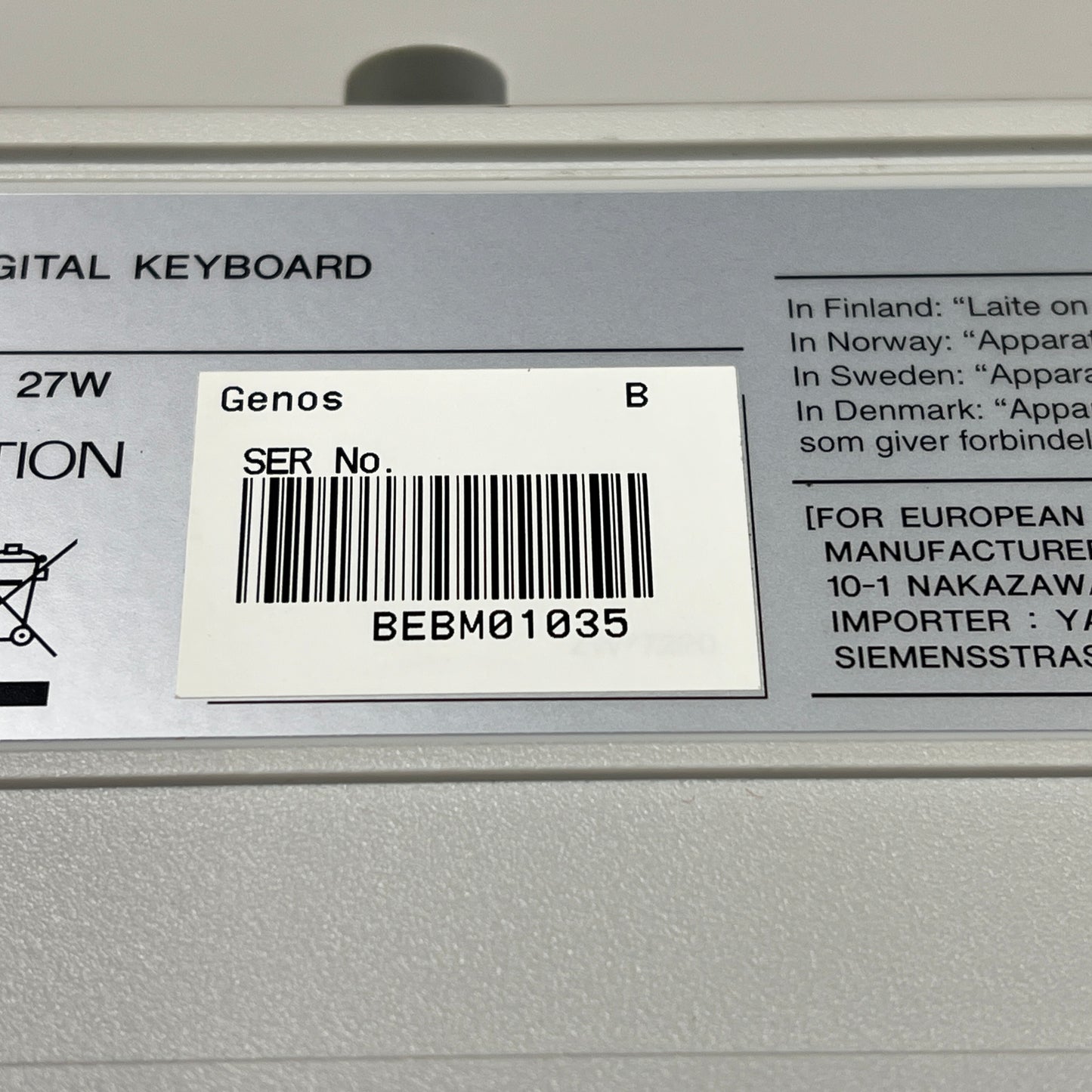 Yamaha Genos 1 Arranger Workstation Keyboard; Serial No: BEBM01035 | Second Hand