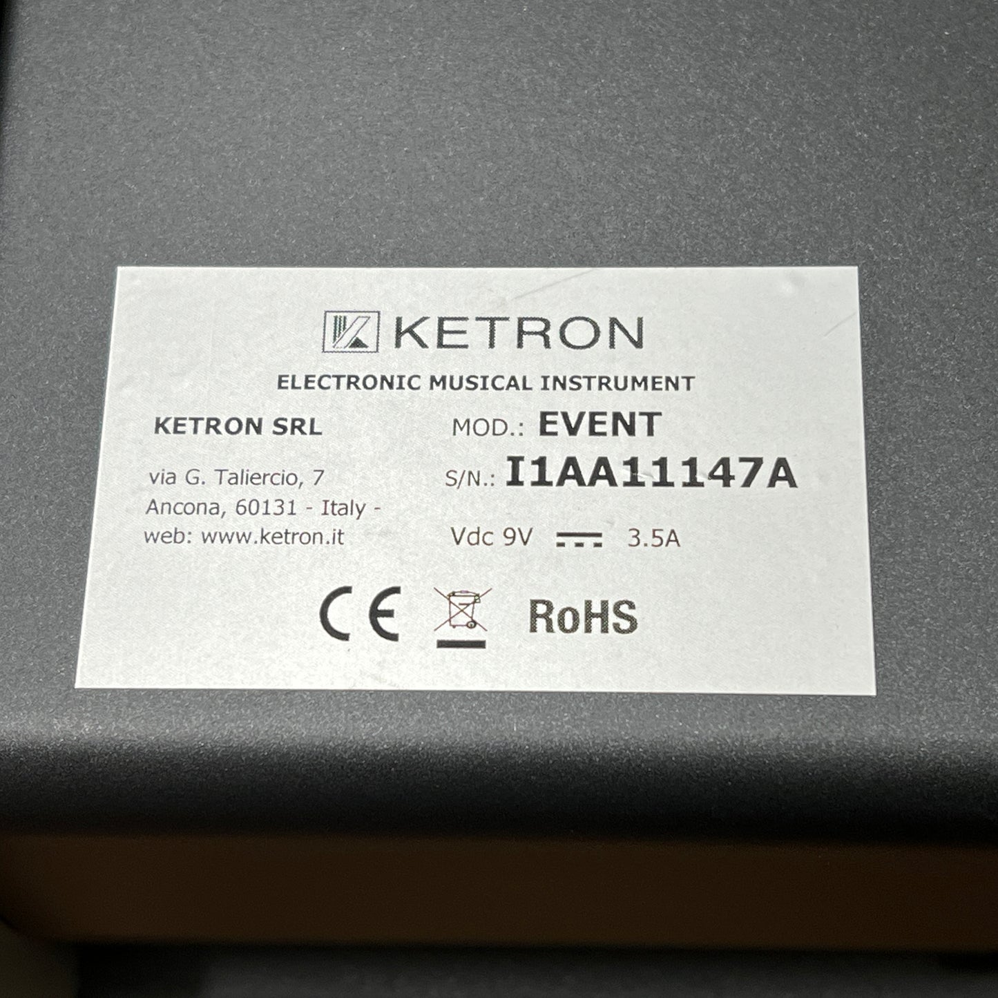 Ketron EVENT 76 Keyboard; Serial No: I1AA11147A | Second Hand