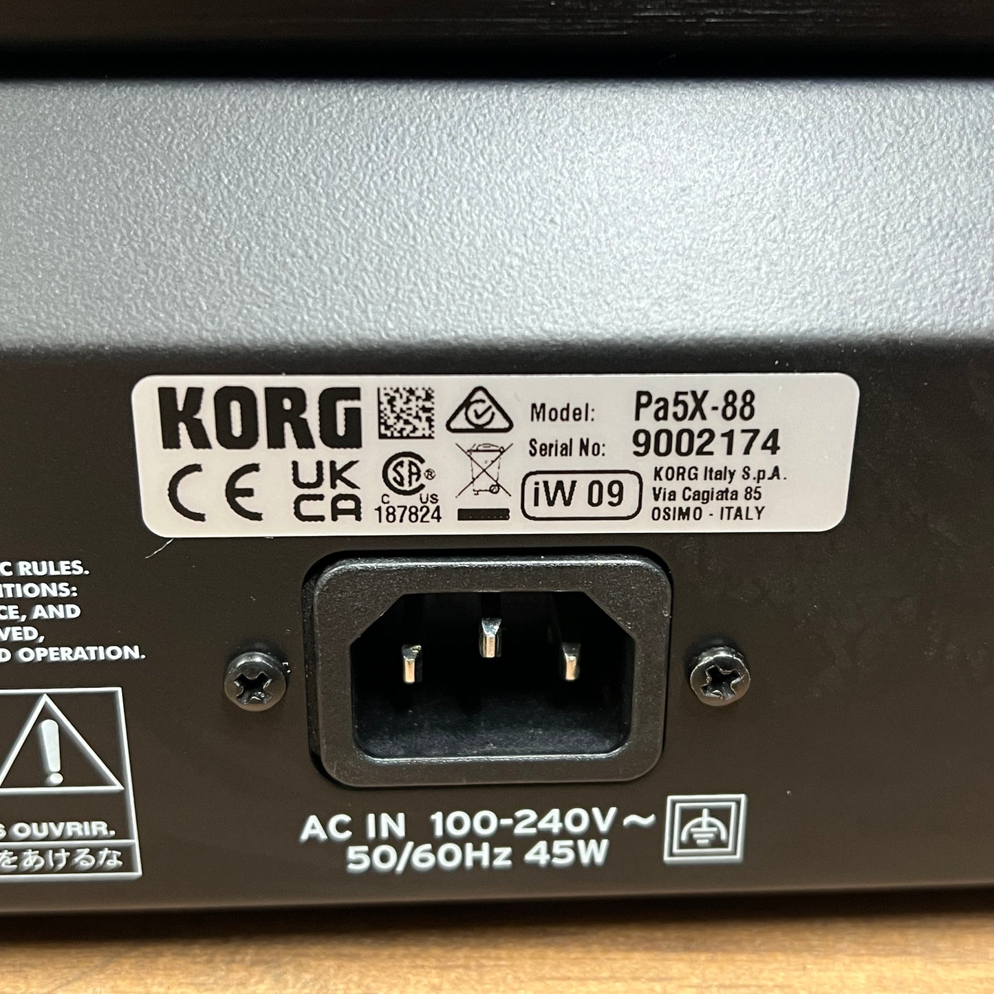 Korg Pa5X 88 Note Arranger Workstation Keyboard; Serial No: 9002174 | B Stock