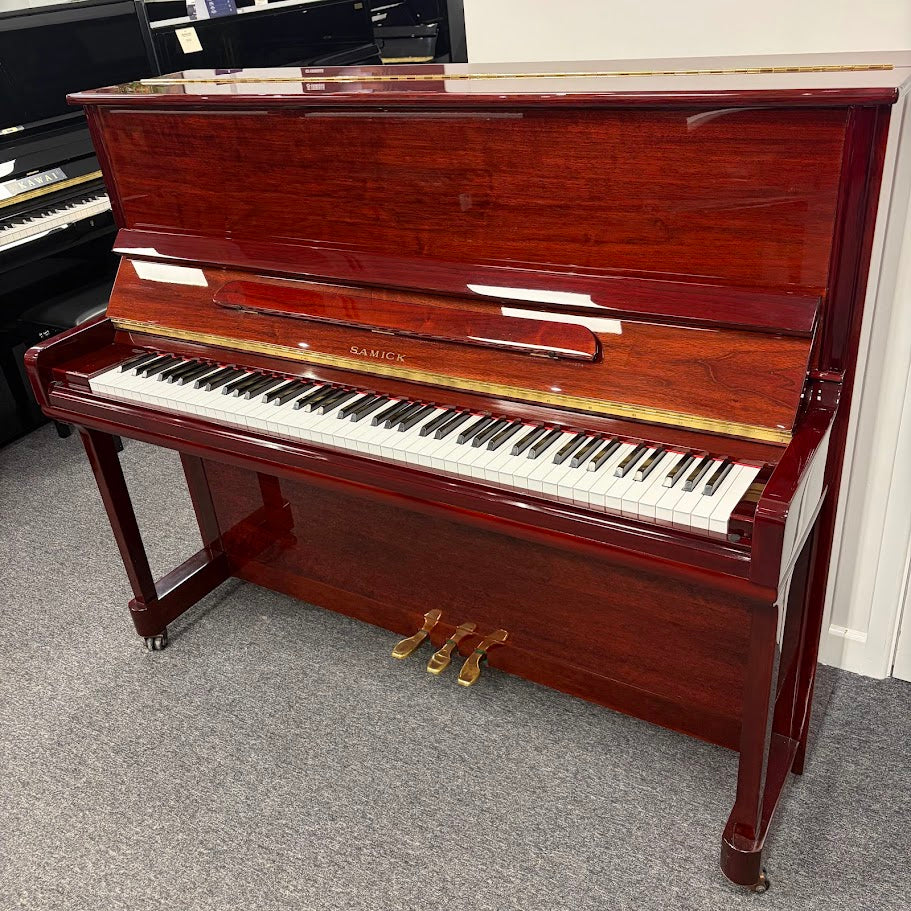 Samick JS121 Upright Piano in Polished Mahogany: Serial No: JJK00036 | Second Hand