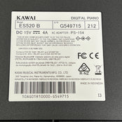 Kawai ES520B Digital Piano, Black; Serial No: G549715 | Second Hand