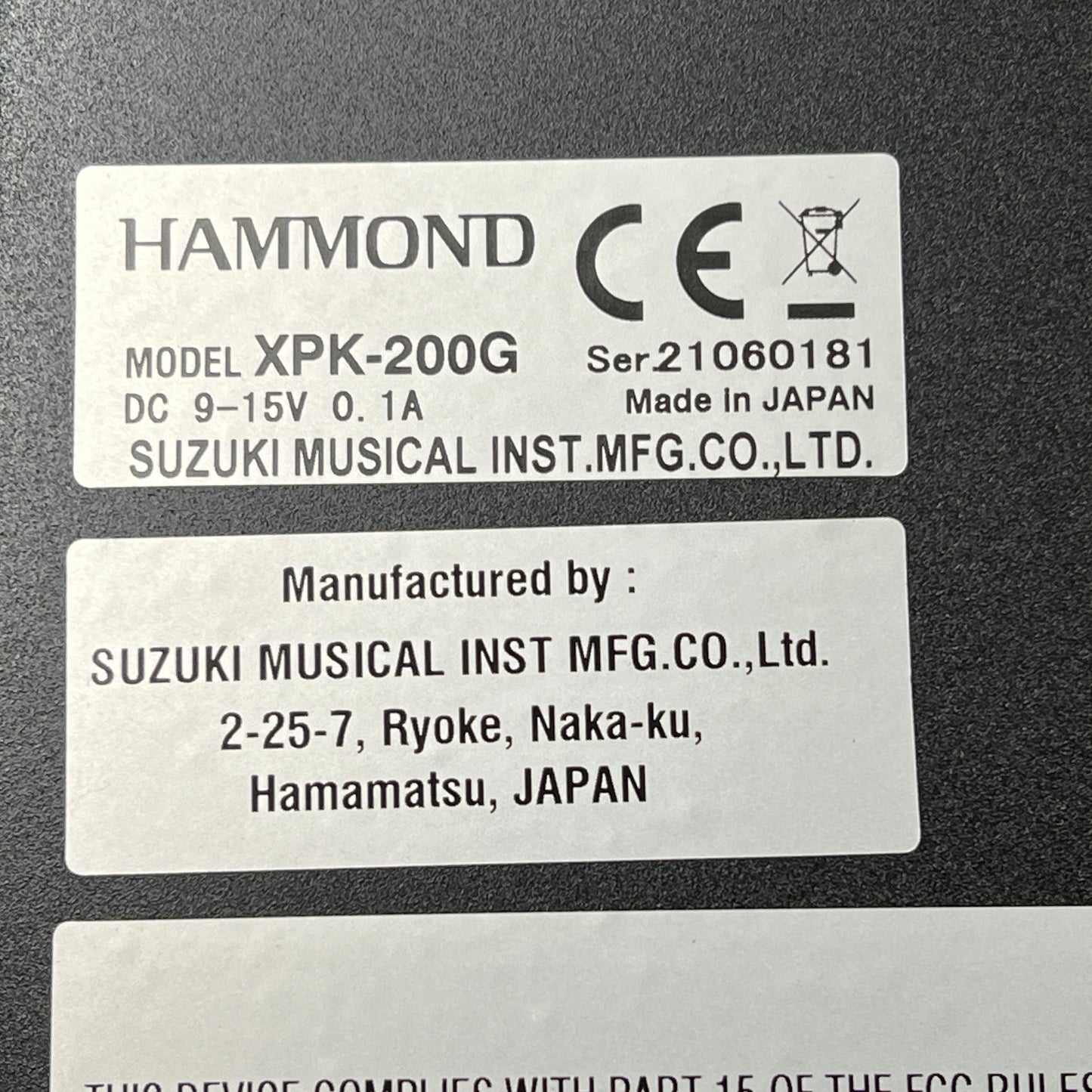 Hammond XPK200G MIDI Pedalboard; Serial No: 21060181 | Ex Demo