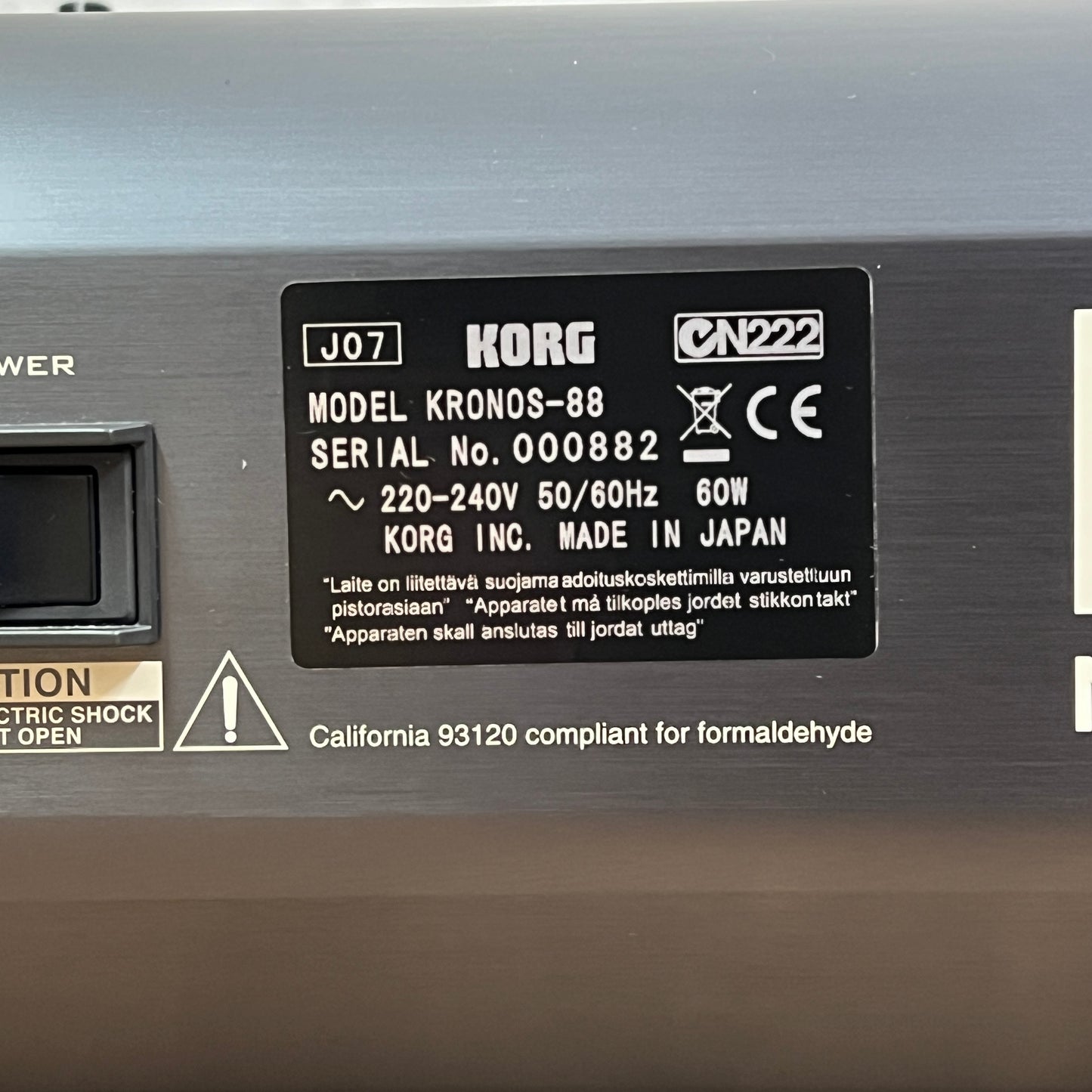 Korg Kronos 88 Music Workstation; Serial No: 882 | Second Hand