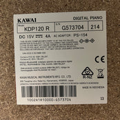 Kawai KDP120 Digital Piano, Rosewood; Serial No: G573704