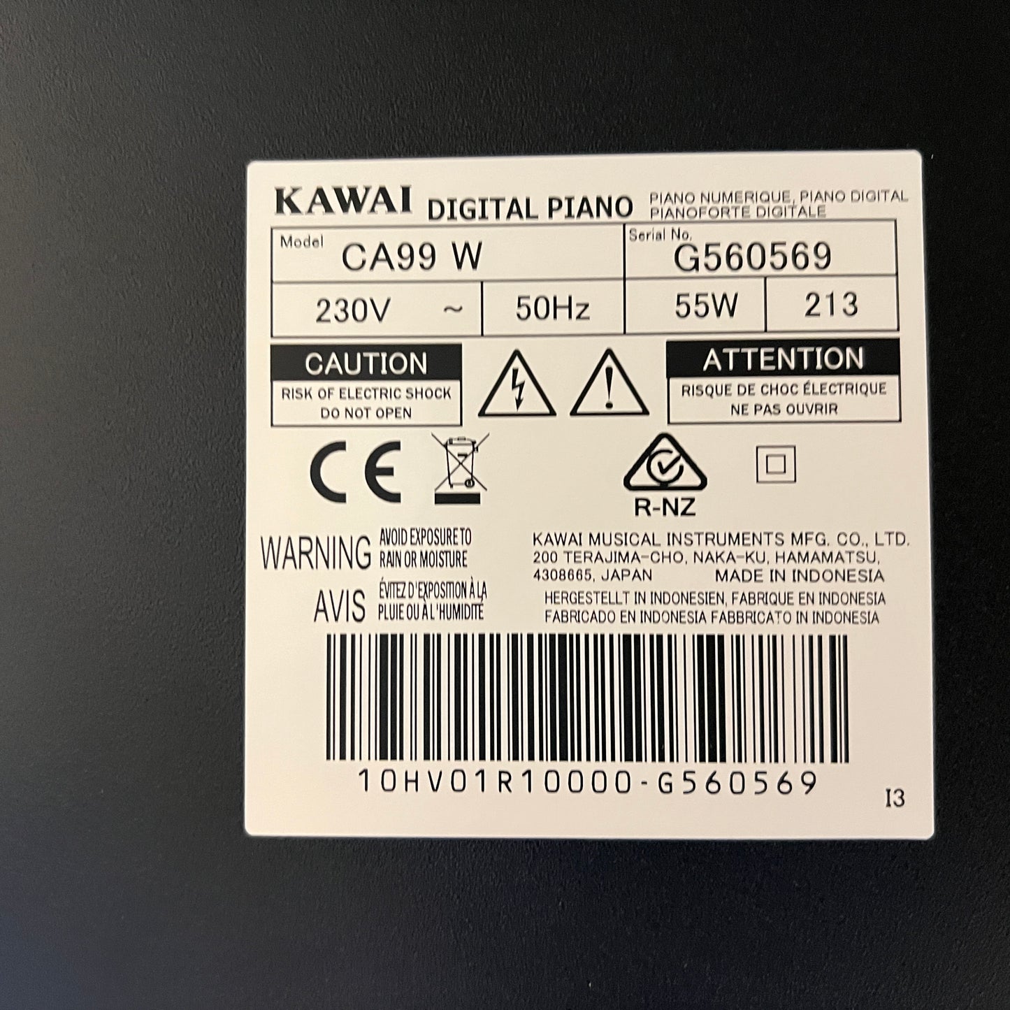 Kawai CA99 White Digital PIano With Matching Stool; Serial Number: G560569 | Second Hand