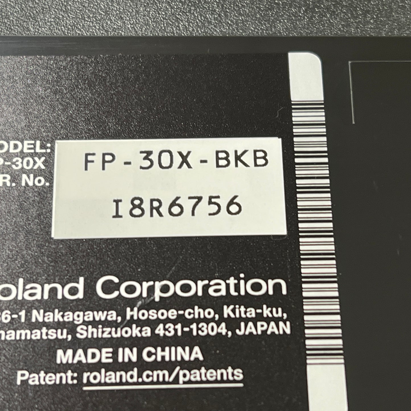 Roland FP30X Black Portable Digital Piano; Serial No: I8R6756 | Second Hand