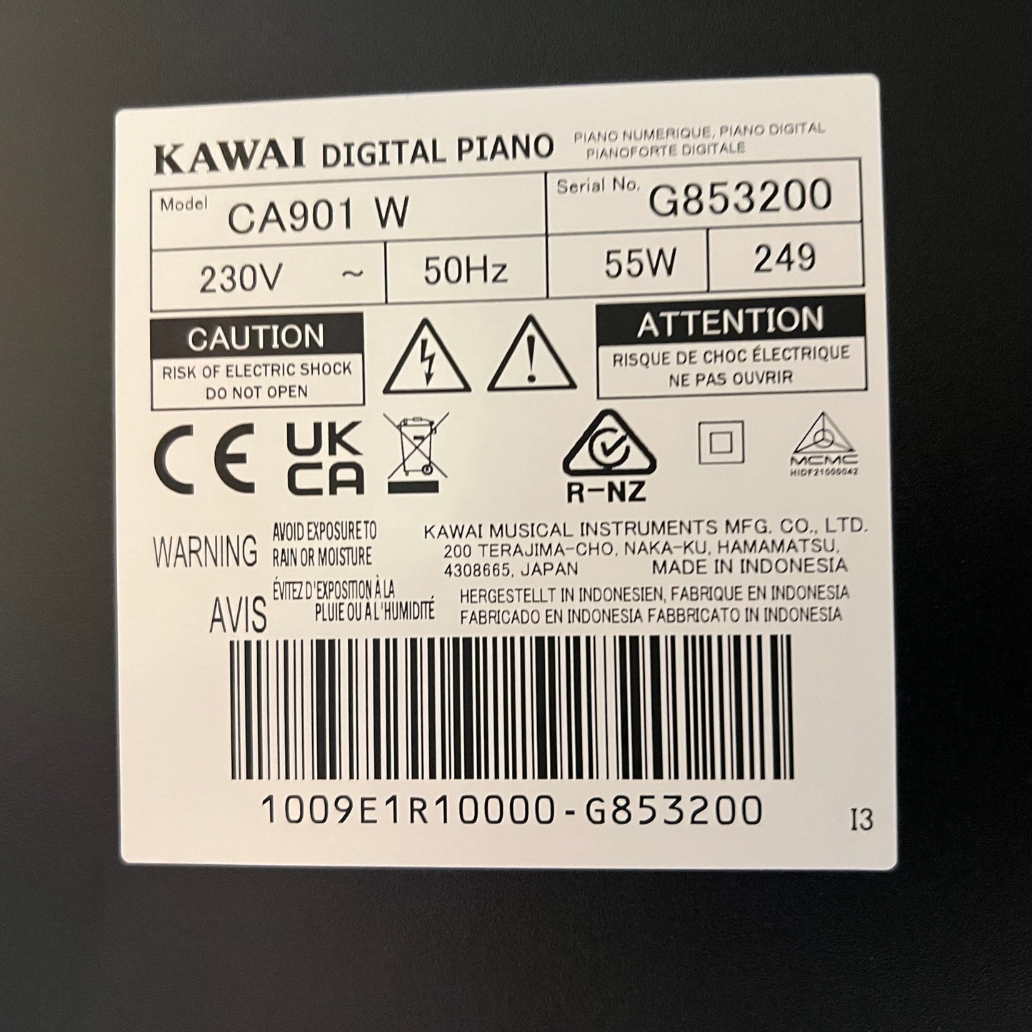 Kawai CA901 White Digital Piano With Matching Stool; SN: G853200 | Second Hand