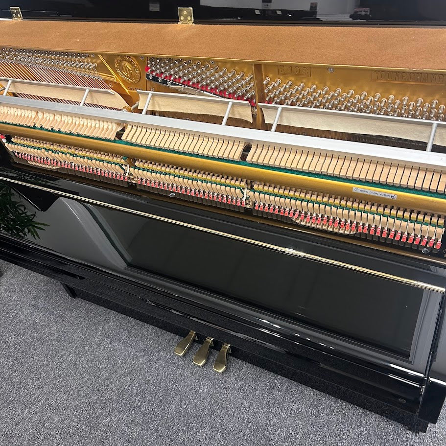 Young Chang E108 Upright Piano in Polished Ebony: Serial No: 1414048 | Second Hand
