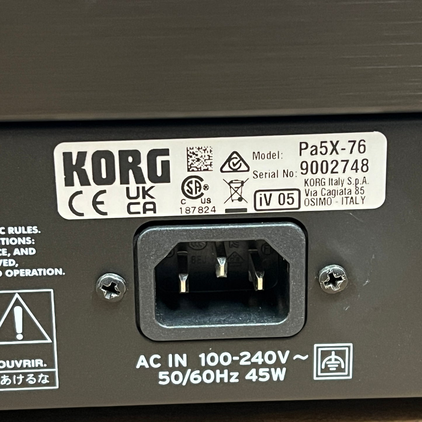 Korg Pa5X 76 Key Arranger keyboard; Serial No: 9002748 | Second hand