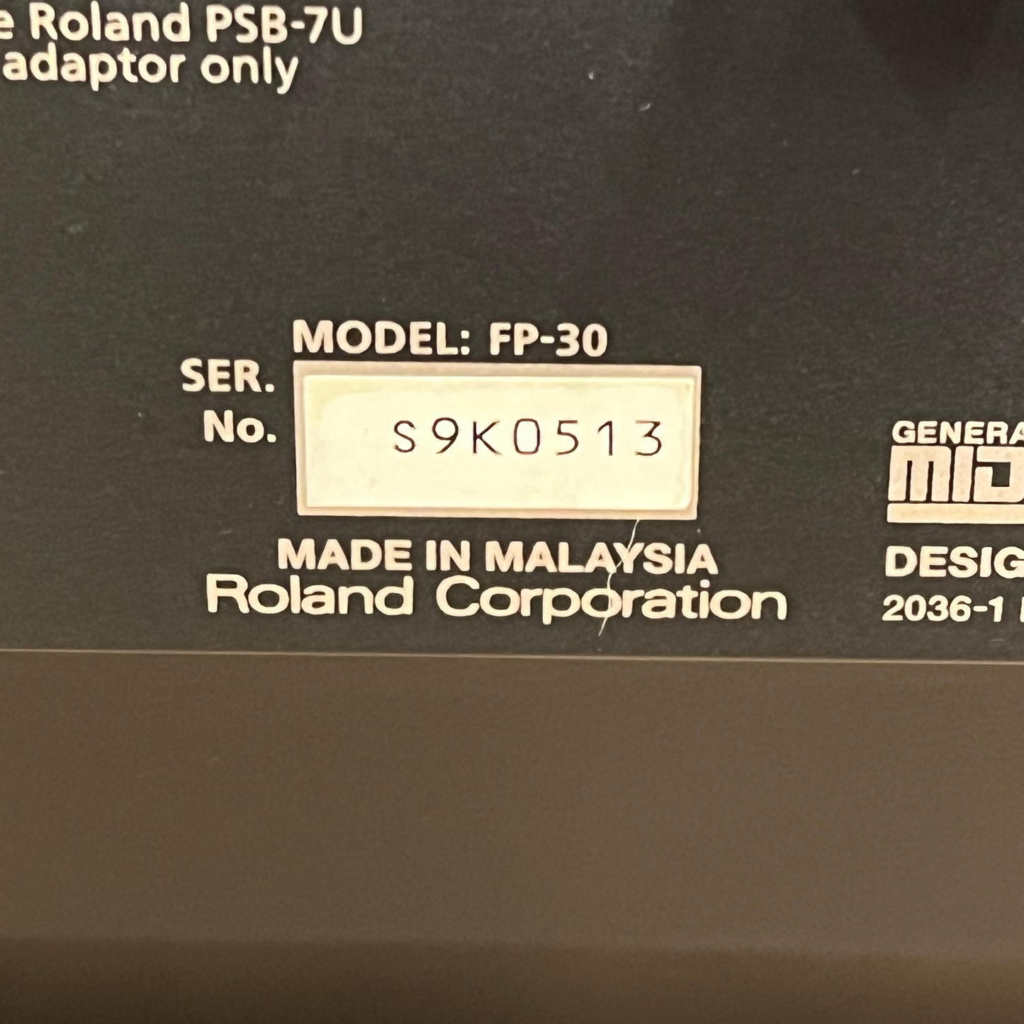 Roland FP30 Portable Piano; Black; Serial No: S9K0513 | Second Hand