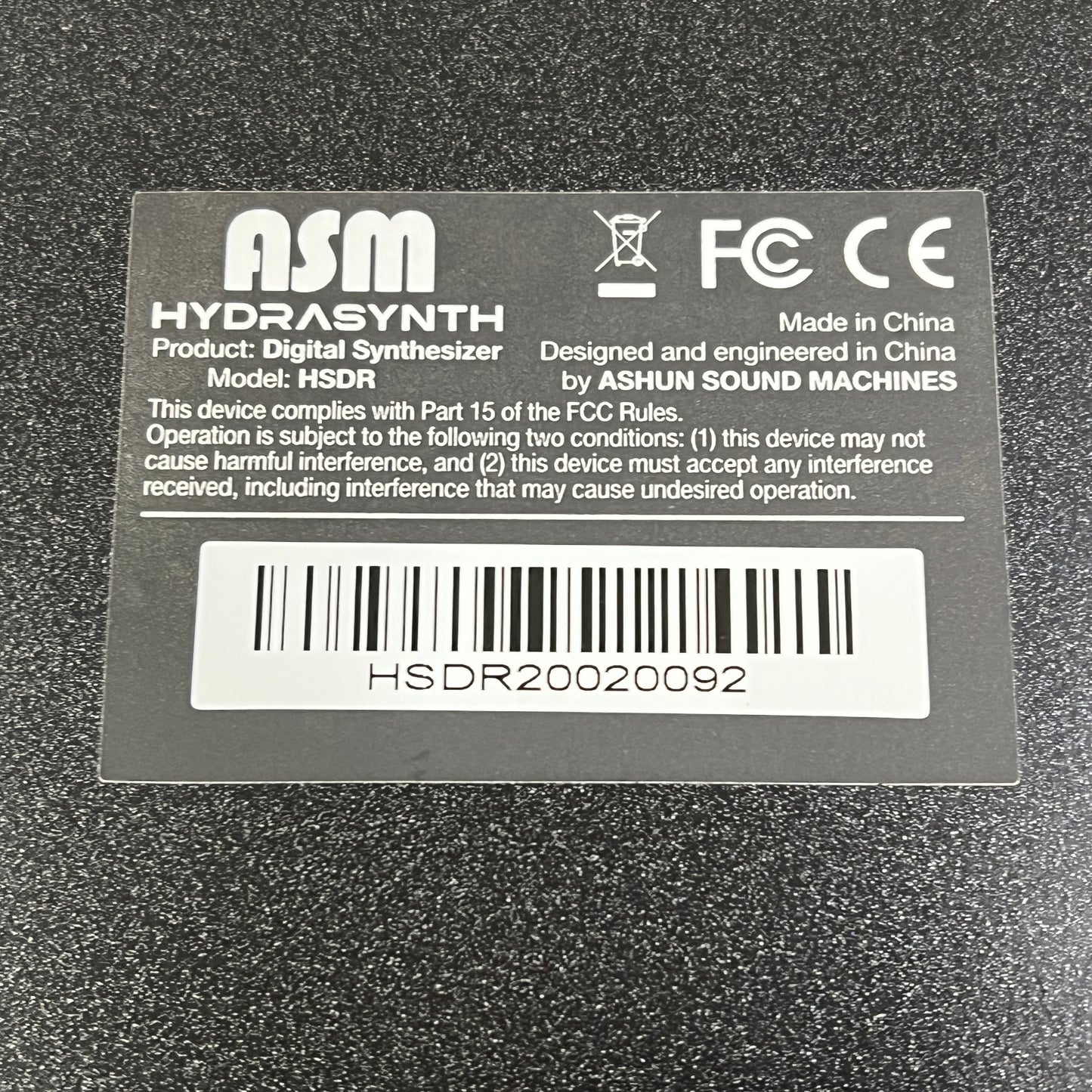 ASM Hydrasynth Sound Machine; Serial No: HSDR20020092 | Second Hand