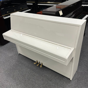 Second Hand Yamaha M5J Upright Piano; Polished White: Serial No: D3043079