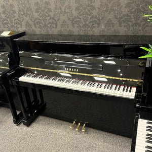 Second Hand Yamaha P114 Upright Piano in Polished Black Serial No: E332467