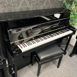 Second Hand Yamaha P114 Upright Piano in Polished Black Serial No: E332467