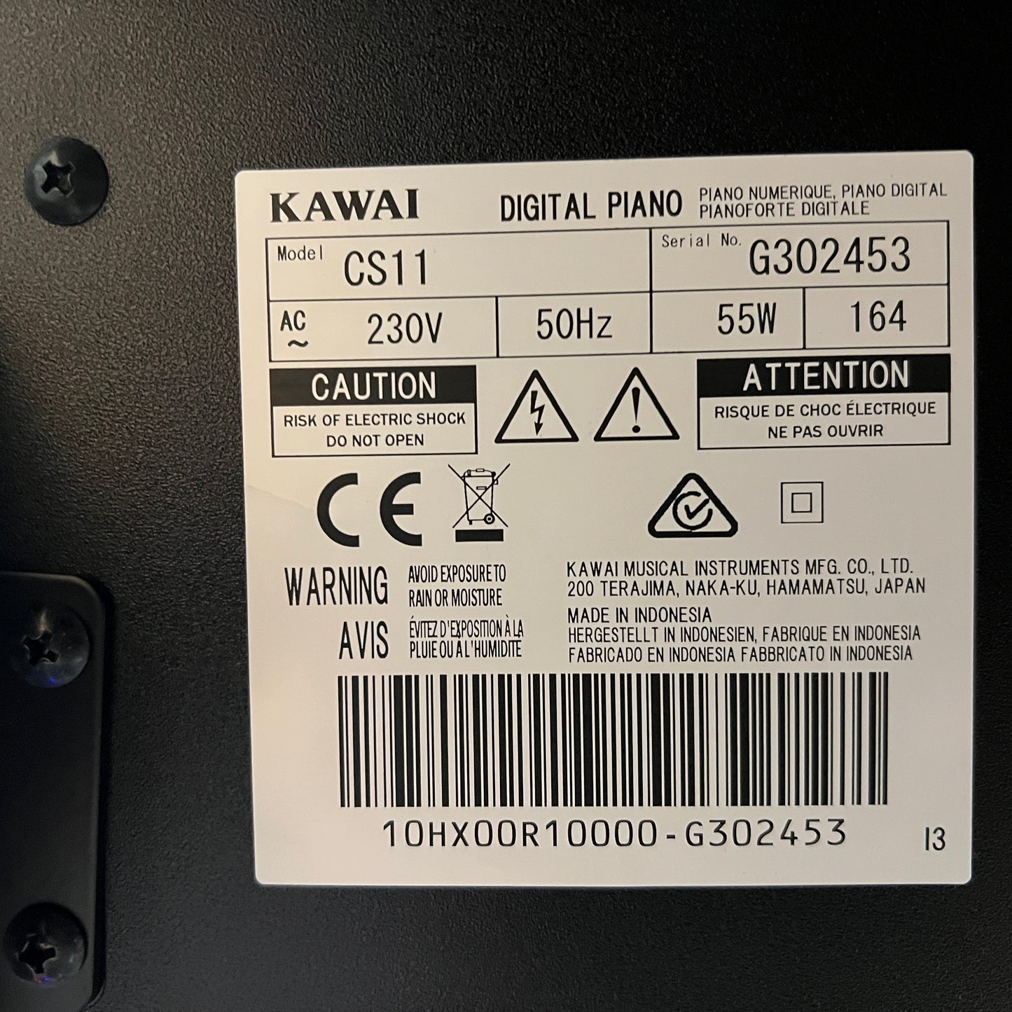 Kawai CS11 Digital Piano With Matching Stool; Serial No: G302453 | Second Hand