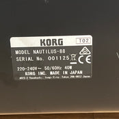 Korg Nautilus 88 Music Workstation Keyboard Serial No: 1125 | Second Hand