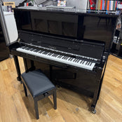 Feurich 133 Upright Piano in Polished Black with Chrome Fittings: Serial No: F14907 | Second Hand
