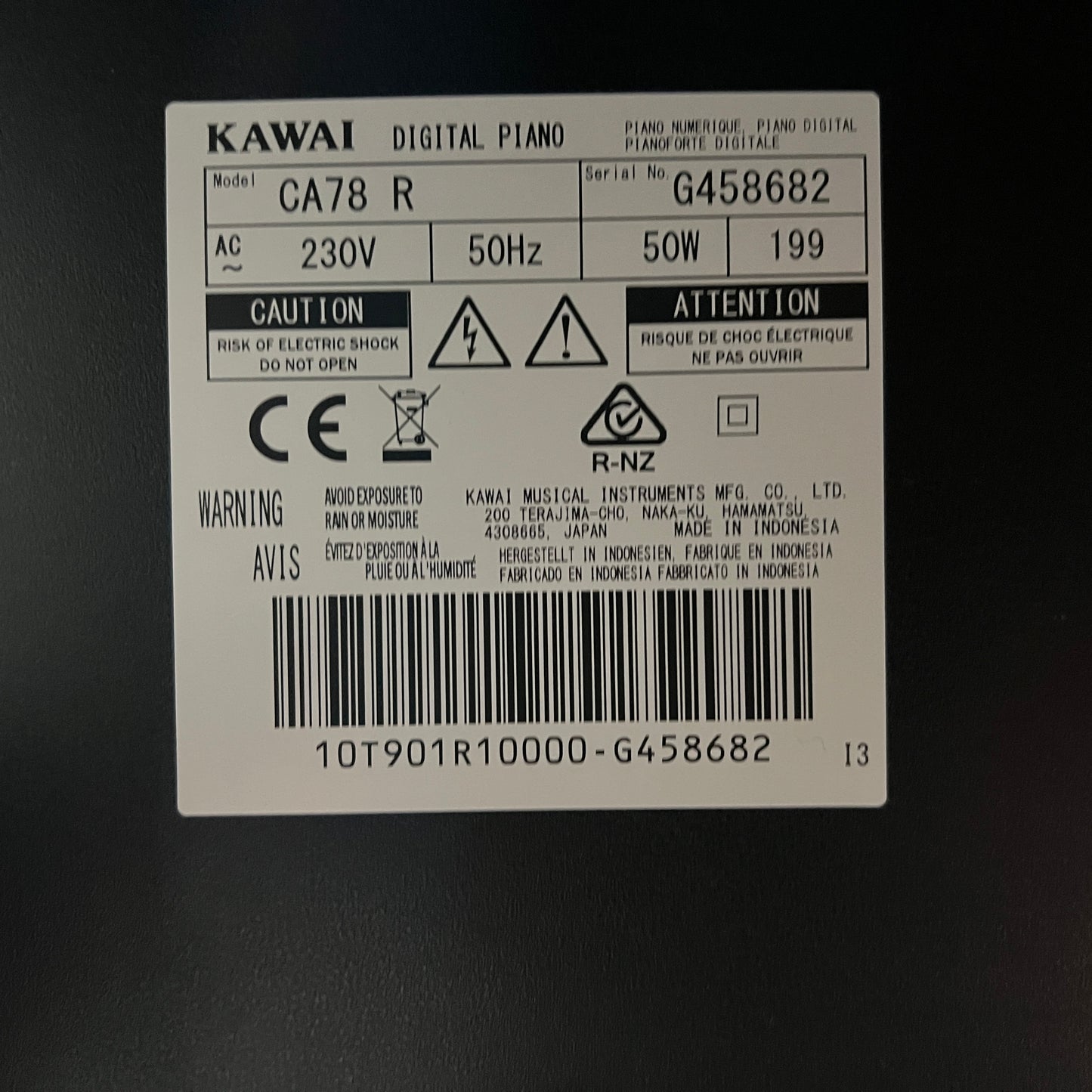 Kawai CA78 Digital Piano Rosewood, Inc Piano Stool; Serial No: G458682 | Second Hand