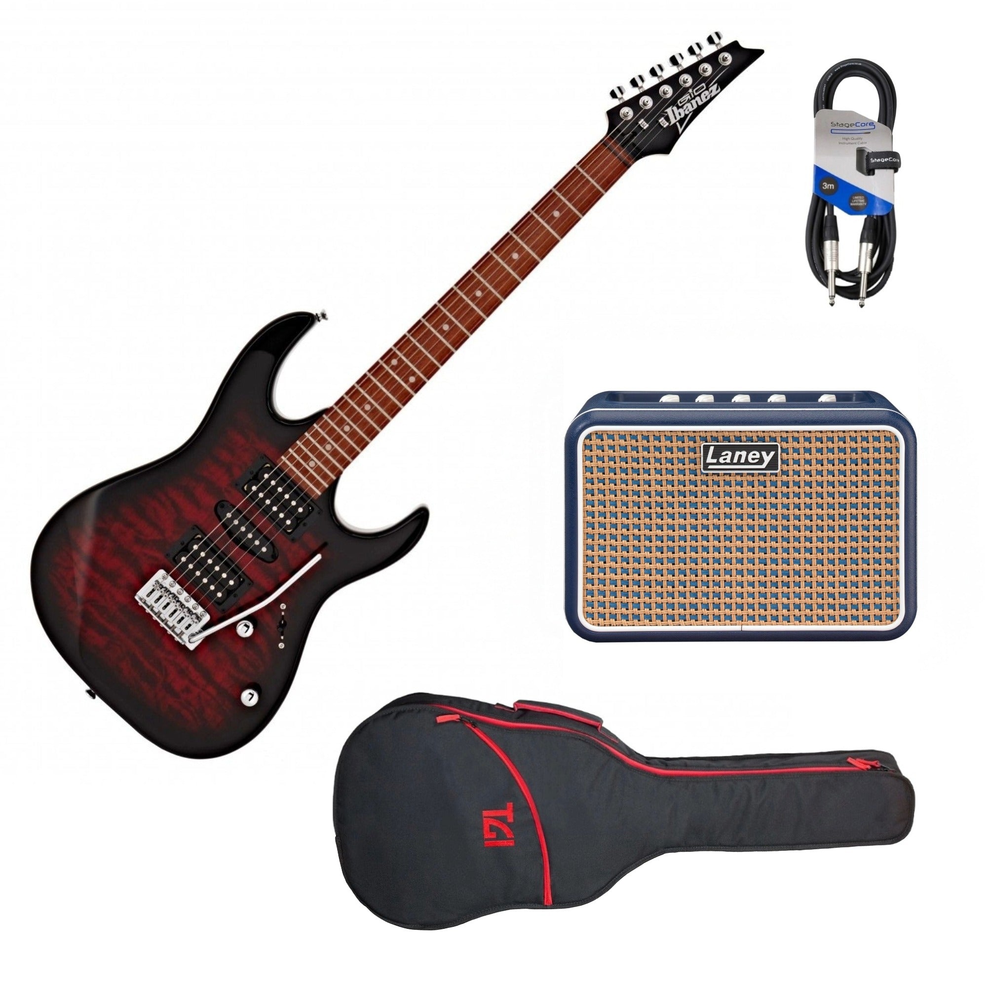 Ibanez GRX70QA Electric Guitar Kit | Transparent Red Burst